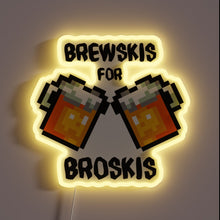 Load image into Gallery viewer, Vibrant pixel art beer mugs with RBG neon illuminated handles.
