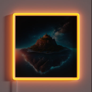 Neon LED sign displaying vibrant colors of the planets