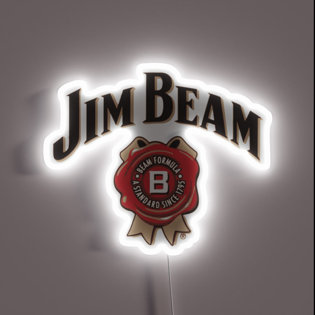 Jim Beam neon logo sign.