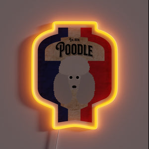 Pawsitively quirky distressed design featuring a French poodle beer label art