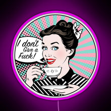 Load image into Gallery viewer, Pop Art retro woman IDGAF feminist Sticker RGB neon sign  pink