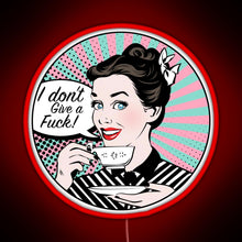 Load image into Gallery viewer, Pop Art retro woman IDGAF feminist Sticker RGB neon sign red