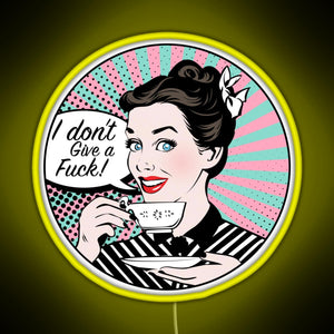 Pop Art retro woman IDGAF feminist Sticker RGB neon sign yellow