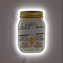 Load image into Gallery viewer, Neon tee featuring bold &#39;Powered by Pure Moonshine&#39; graphics.