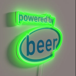 Eye-catching powered RGB LED neon sign with vibrant colorful lighting.