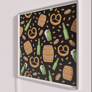 Vibrant Neon Octobers Beer and Pretzel Themed Illuminated Bar Sign