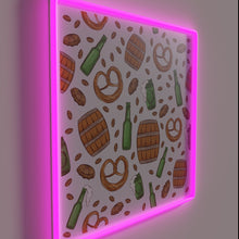 Load image into Gallery viewer, Vibrant Neon Sign Featuring Whimsical Pretzel and Beer Oktoberfest Design