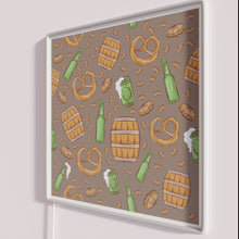 Load image into Gallery viewer, Vibrant Oktoberfest-themed pretzel beer sign with chocolate tones in RGB