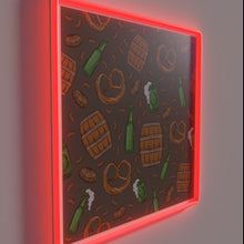 Load image into Gallery viewer, Colorful Neon Sign Featuring Pretzels and Beer Oktoberfest Celebration Scene