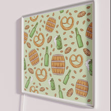 Load image into Gallery viewer, Neon Oktoberfest Sign with Pretzel and Beer Design in Lime.