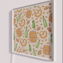 Load image into Gallery viewer, Neon Oktoberfest Sign Featuring Pretzels and Beer Pattern Design Illumination