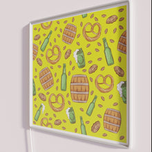 Load image into Gallery viewer, Vibrant Oktoberfest themed neon sign with pretzel beer pattern design