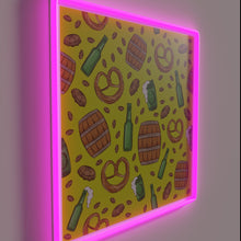 Load image into Gallery viewer, Vibrant Neon Sign Featuring Colorful Pretzel and Beer Oktoberfest Celebration Scene
