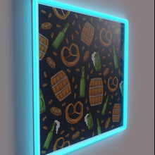 Load image into Gallery viewer, Nostalgic Oktoberfest-themed retro bar decor with pretzel beer pattern