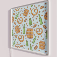 Load image into Gallery viewer, Neon Oktoberfest Sign featuring Pretzels, Beer, and Colorful German Patterns