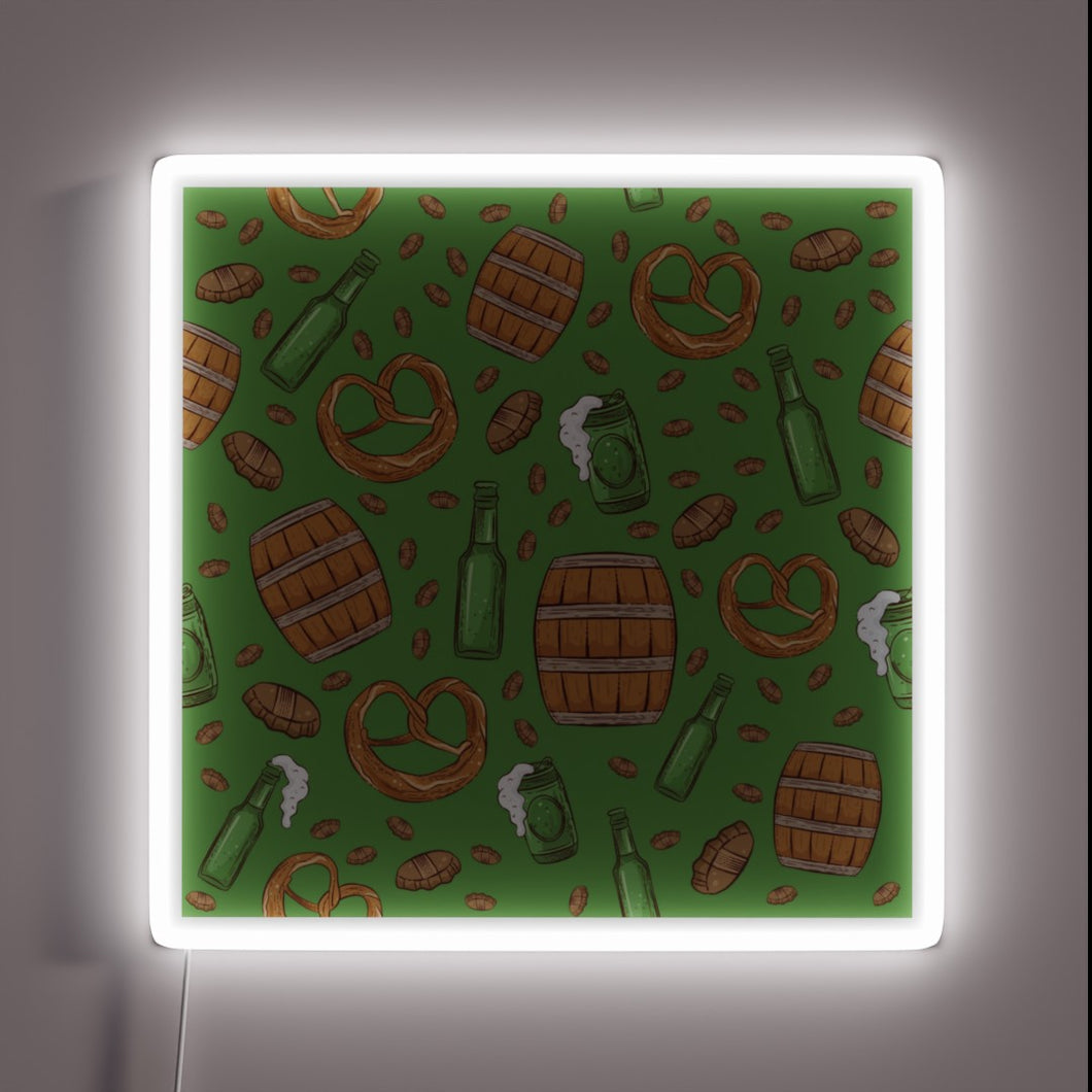 Vibrant Oktoberfest Celebration Sign with Spearmint & Beer Themes Shimmering
