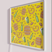 Load image into Gallery viewer, Vibrant Neon Oktoberfest Sign Featuring Pretzels and Beer Decorations Brightly