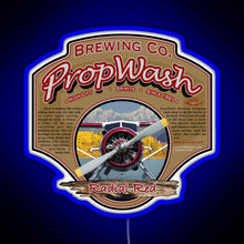 Load image into Gallery viewer, PropWash Brewing Co Radial Red DHC 2 Beaver Floatplane RGB neon sign blue