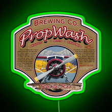 Load image into Gallery viewer, PropWash Brewing Co Radial Red DHC 2 Beaver Floatplane RGB neon sign green