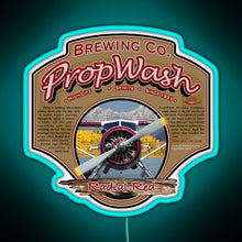 Load image into Gallery viewer, PropWash Brewing Co Radial Red DHC 2 Beaver Floatplane RGB neon sign lightblue 