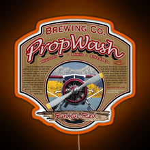 Load image into Gallery viewer, PropWash Brewing Co Radial Red DHC 2 Beaver Floatplane RGB neon sign orange