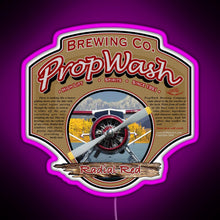 Load image into Gallery viewer, PropWash Brewing Co Radial Red DHC 2 Beaver Floatplane RGB neon sign  pink