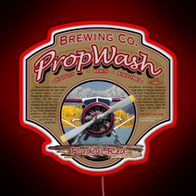 Load image into Gallery viewer, PropWash Brewing Co Radial Red DHC 2 Beaver Floatplane RGB neon sign red