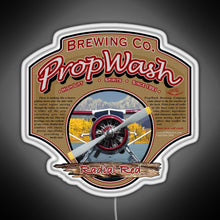 Load image into Gallery viewer, PropWash Brewing Co Radial Red DHC 2 Beaver Floatplane RGB neon sign white 