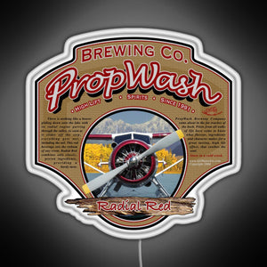 PropWash Brewing Co Radial Red DHC 2 Beaver Floatplane RGB neon sign white 