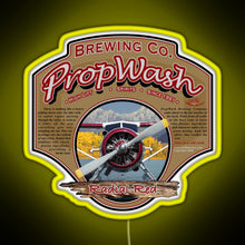 Load image into Gallery viewer, PropWash Brewing Co Radial Red DHC 2 Beaver Floatplane RGB neon sign yellow