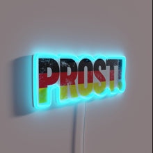 Load image into Gallery viewer, Oktoberfest Prost Sign with Vibrant German Flag Colored Neon Accents
