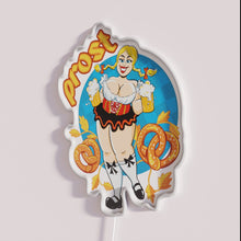 Load image into Gallery viewer, Vintage inspired German beer girl pin-up artwork RGB neon sign