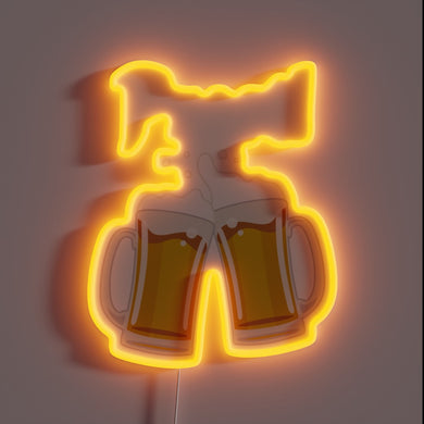 Vibrant RGB lights illuminate authentic Oktoberfest atmosphere and traditional German beers.