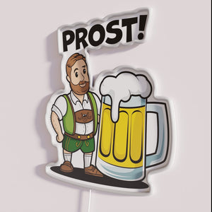 Colorful Prost neon bar sign with adjustable RGB lighting options.