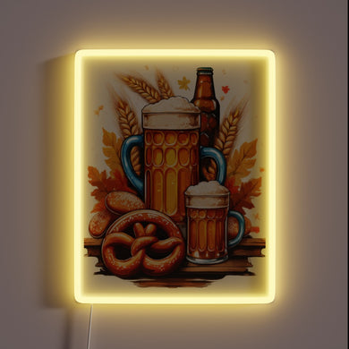 Vibrant LED Oktoberfest Sign with German-inspired Cheers in Colorful Neon