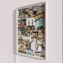 Load image into Gallery viewer, Vintage neon pub signs from Herefordshire, UK local landmarks illuminated.