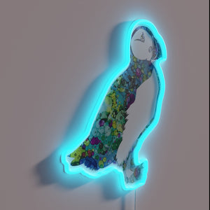 Vibrant Puffin Bird Art Illustration in Bright RGB Neon Colors