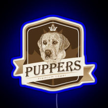 Load image into Gallery viewer, Puppers Officially Wayne s favourite beer RGB neon sign blue