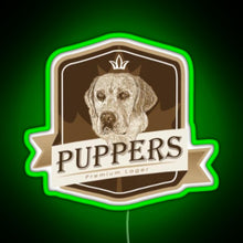Load image into Gallery viewer, Puppers Officially Wayne s favourite beer RGB neon sign green