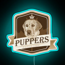 Load image into Gallery viewer, Puppers Officially Wayne s favourite beer RGB neon sign lightblue 