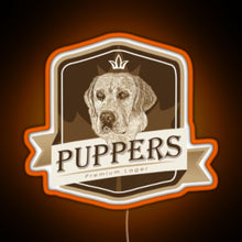 Load image into Gallery viewer, Puppers Officially Wayne s favourite beer RGB neon sign orange