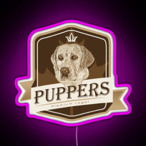 Puppers Officially Wayne s favourite beer RGB neon sign  pink