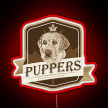 Load image into Gallery viewer, Puppers Officially Wayne s favourite beer RGB neon sign red