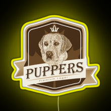 Load image into Gallery viewer, Puppers Officially Wayne s favourite beer RGB neon sign yellow