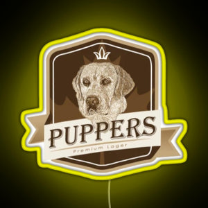 Puppers Officially Wayne s favourite beer RGB neon sign yellow