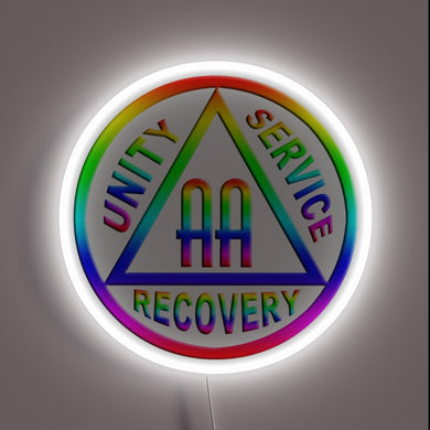 Vibrant RGB LED Neon Sign with AA Symbol Rainbow Display