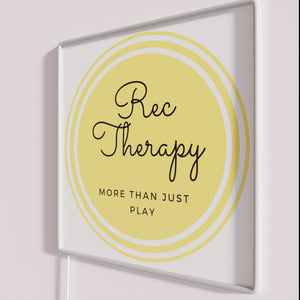 Recreational Therapy Sign with Vibrant Neon Colors and Positive Messages