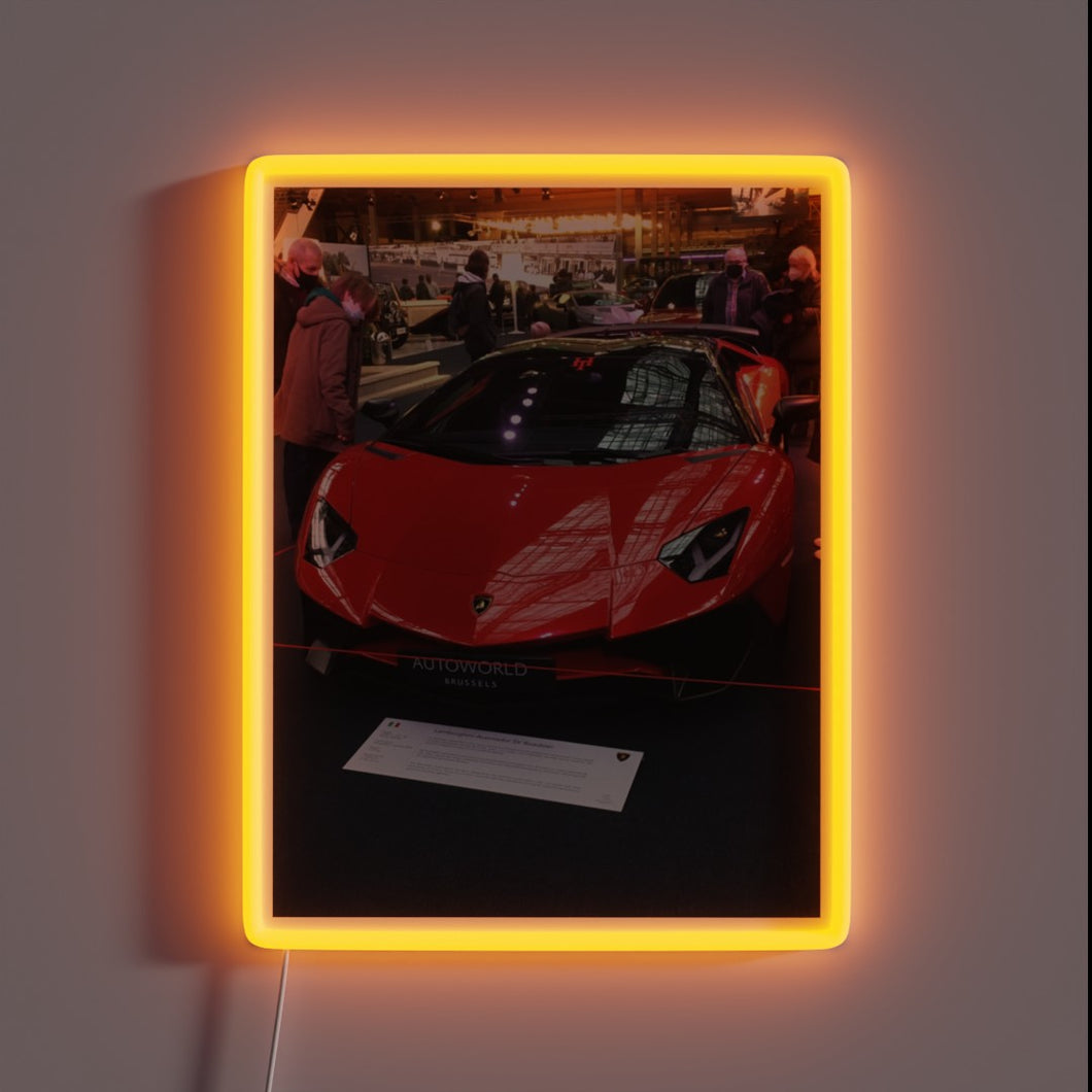 Vibrant Red Lamborghini Inspired Neon Sign with Color-Changing LED Lights
