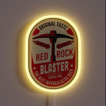 Load image into Gallery viewer, Glowing Red Rock Blaster Neon Sign with Bright RGB Illumination Effects.