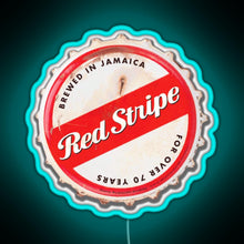 Load image into Gallery viewer, Red Stripe Bottle Cap RGB neon sign lightblue 
